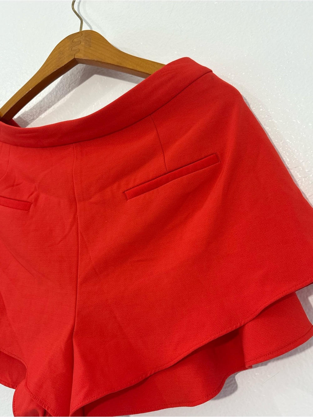 Zara Red Asymmetric Ruffle Mini Skort Size L - Picture 6 of 7